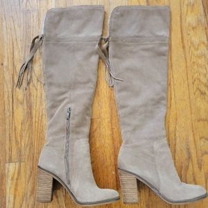 Beige Franco Sarto Over the Knee Suede Boots